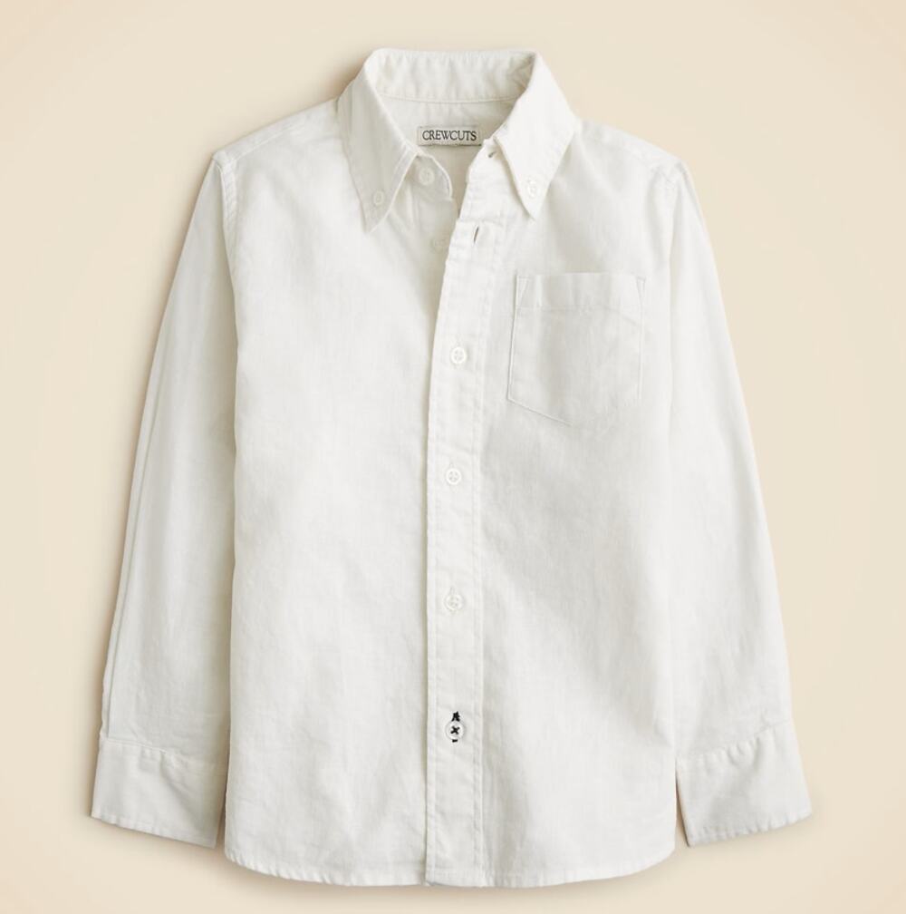 Crewcuts J.Crew Long Sleeve Shirt Boys 2 White Cotton Button Down Chest Pocket